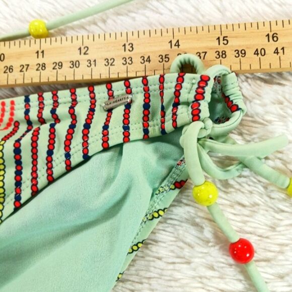 LA Hearts 2 Piece String Bikini With Strapless Bandeau Top. Retro Boho Beaded L - Picture 8 of 12